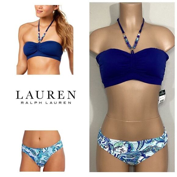 New Lauren Ralph Lauren bead and paisley bikini. Size 12. Retails $159